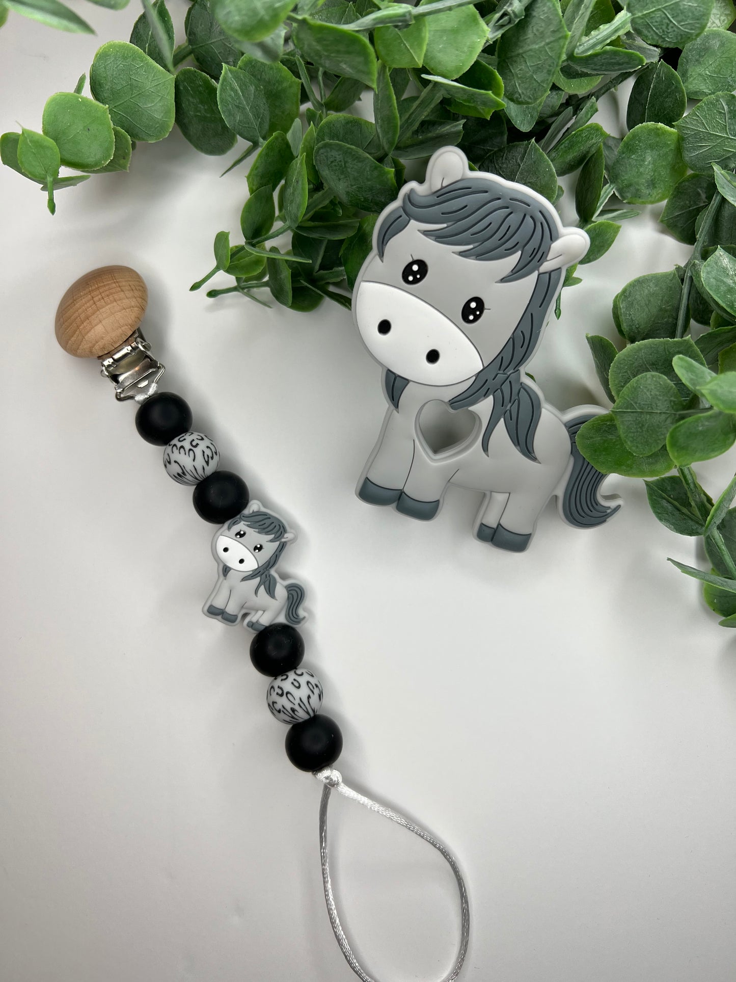 Grey Horse Pacifier Set